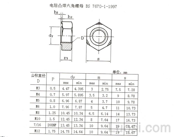 凸焊螺母焊接标注图片